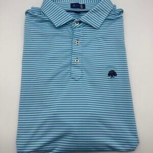 Stitch golf polo light blue white size XL. Embroidered tree logo on chest